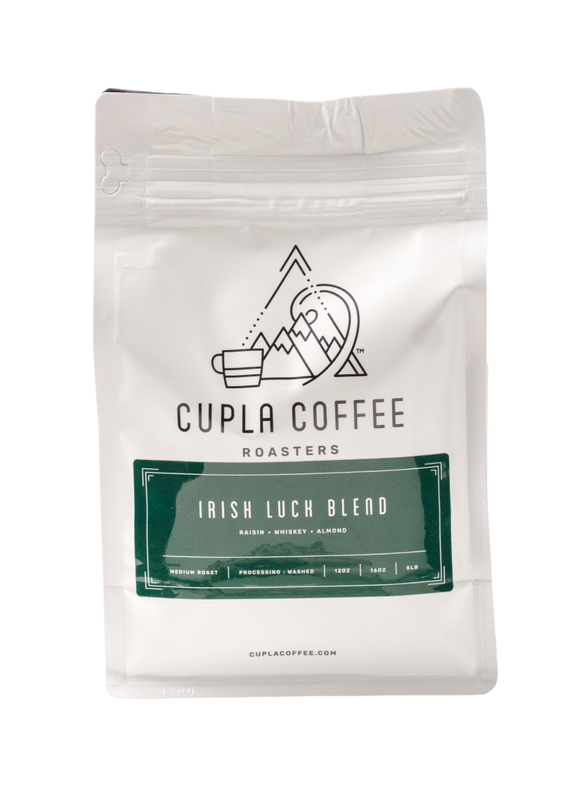 Cupla Coffee Irish Luck Blend bag.